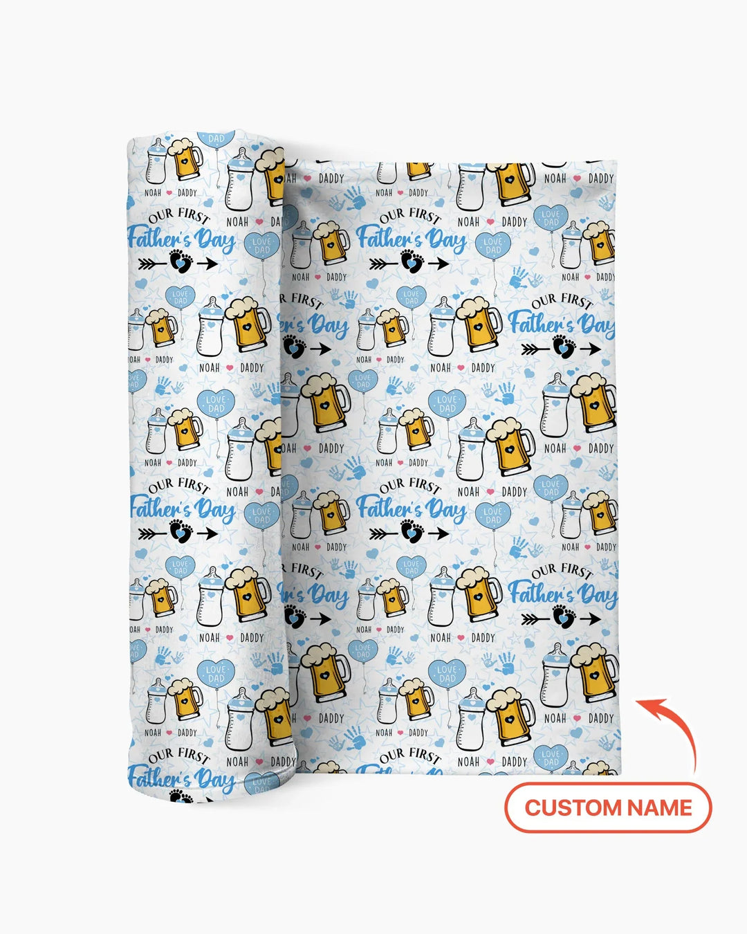 Custom Name First Father's Day Drink swaddle blanket