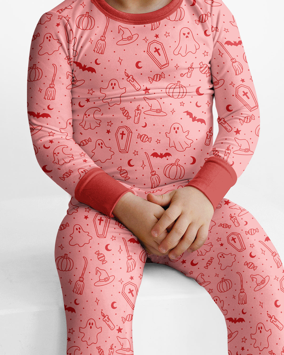 Cute Aesthetic Spooky Halloween Boo Bamboo Two Piece Long Sleeve Pajama Set