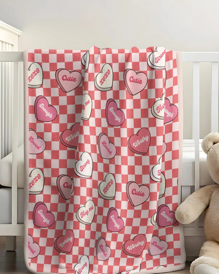 Valentine in Hearts Bamboo Blanket