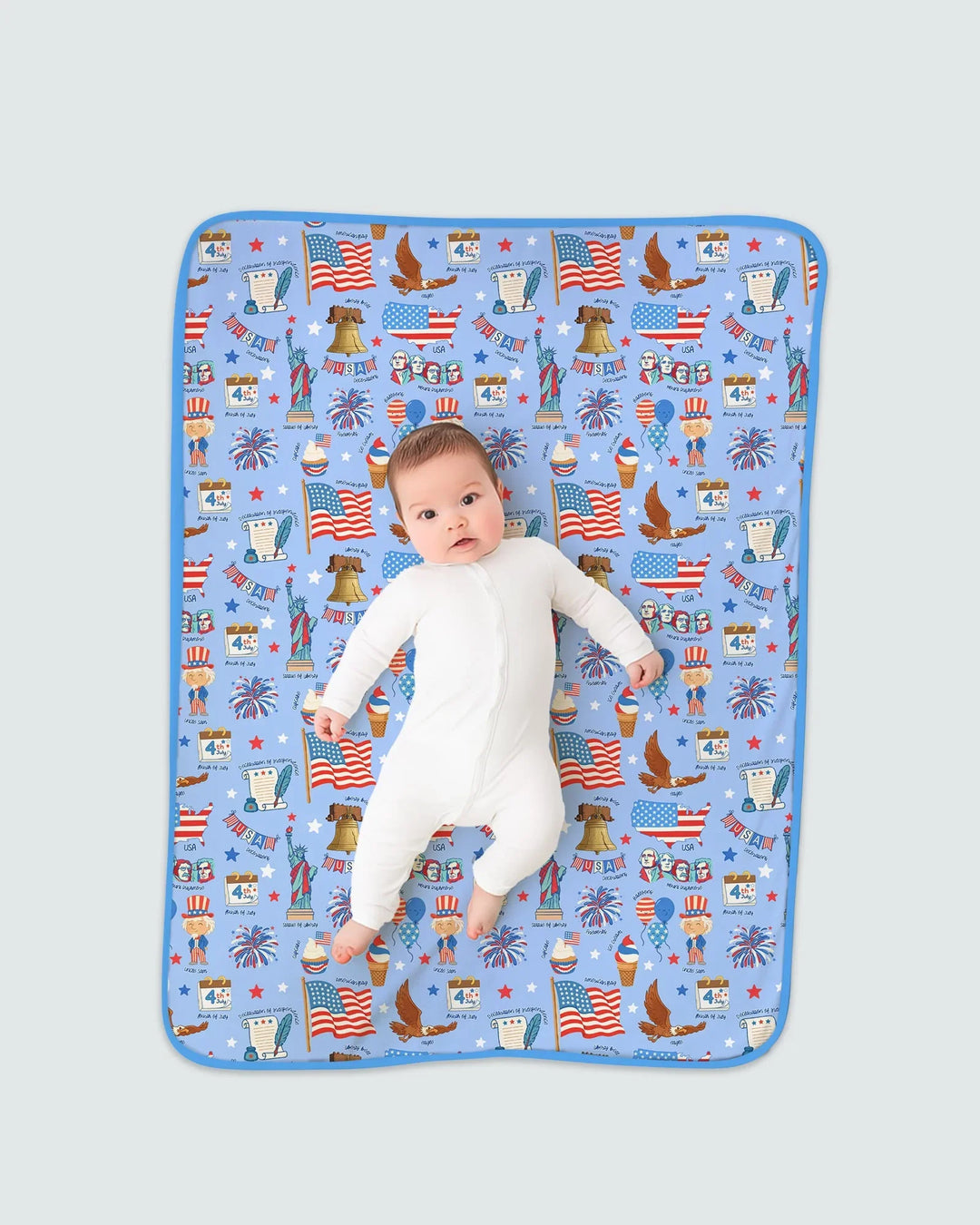 Hand Drawn Patriotic Iconic Bamboo Blanket