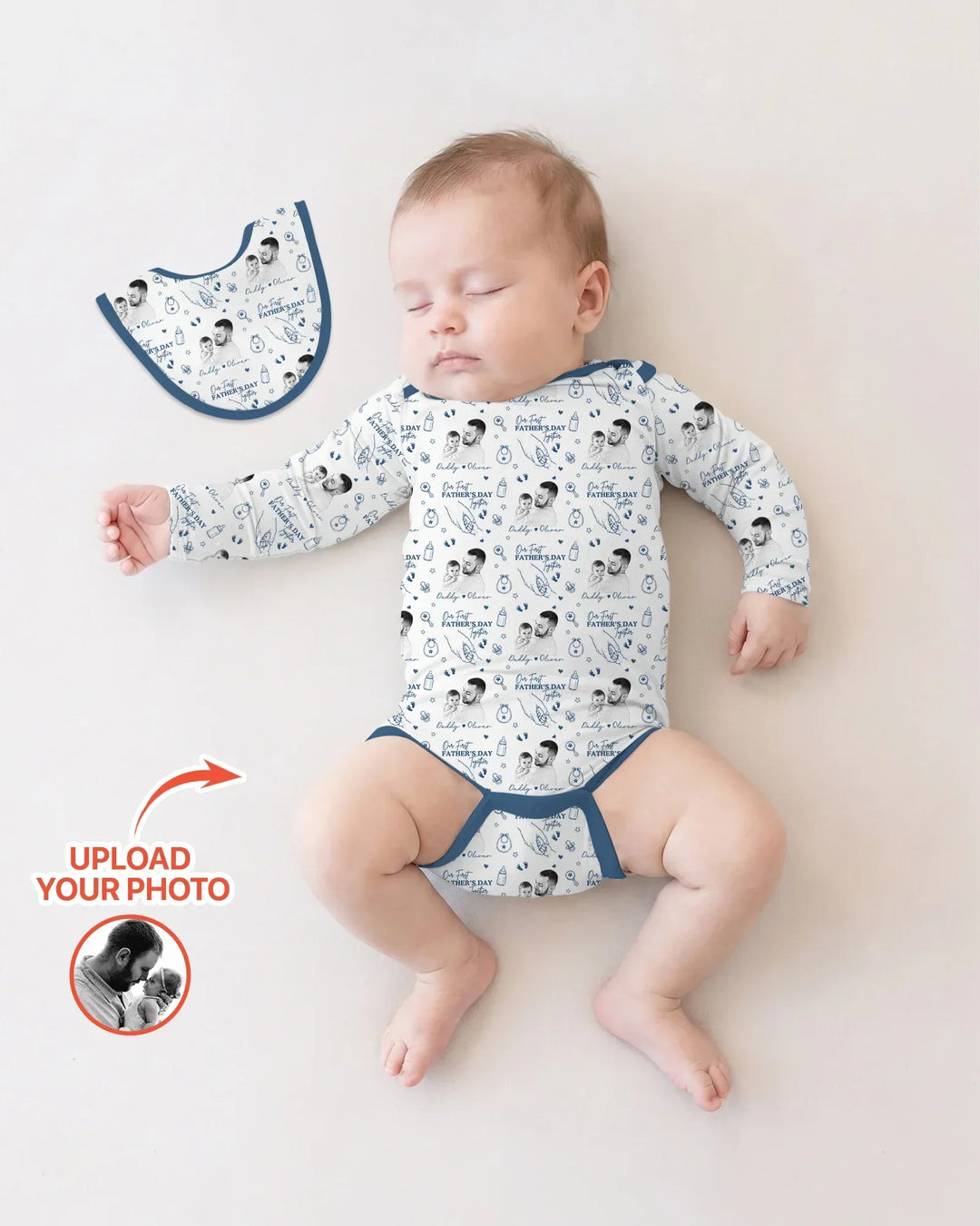 Custom Photo Our First Father's Day Together Bamboo Bodysuit