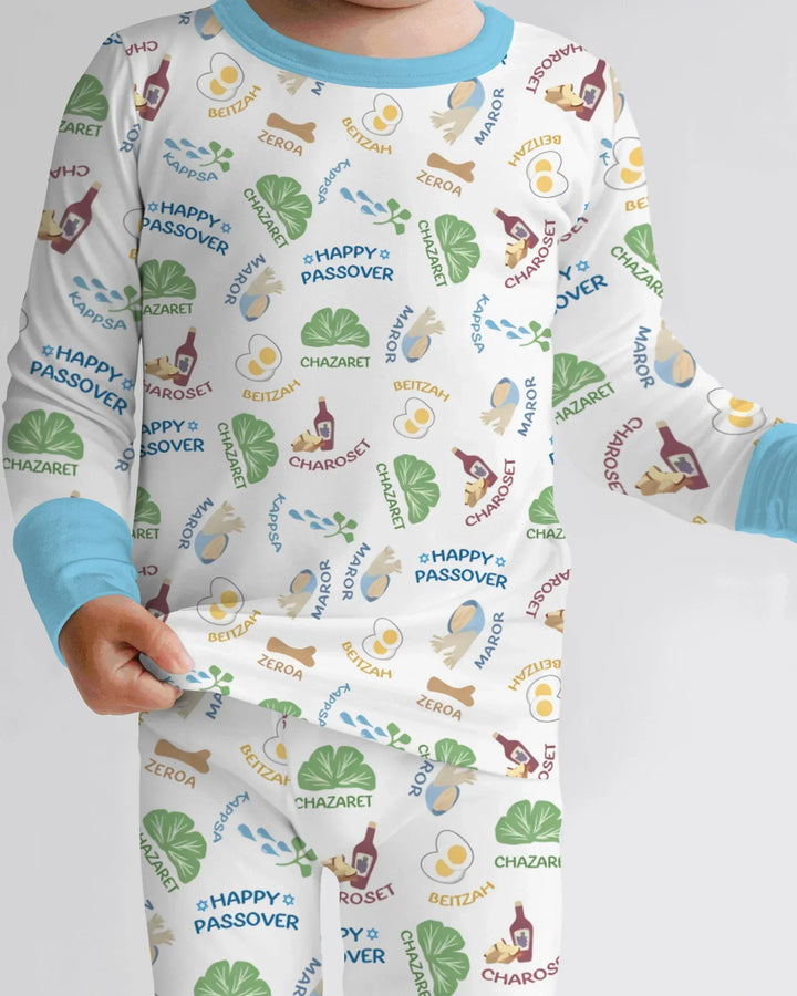 Happy Passover Matching Family Bamboo Two Piece Long Sleeve Pajama Set