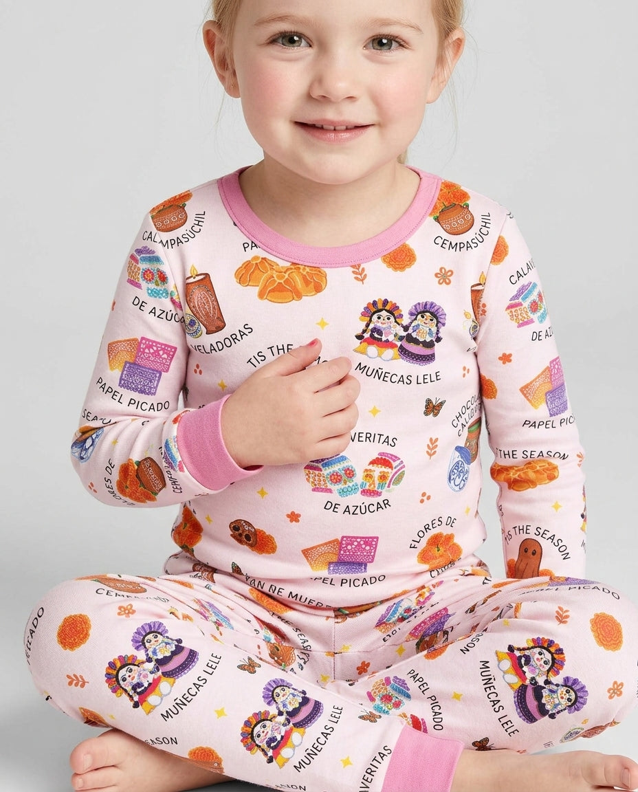 Tis the Dia De Muertos Season Bamboo Two Piece Long Sleeve Pajama Set