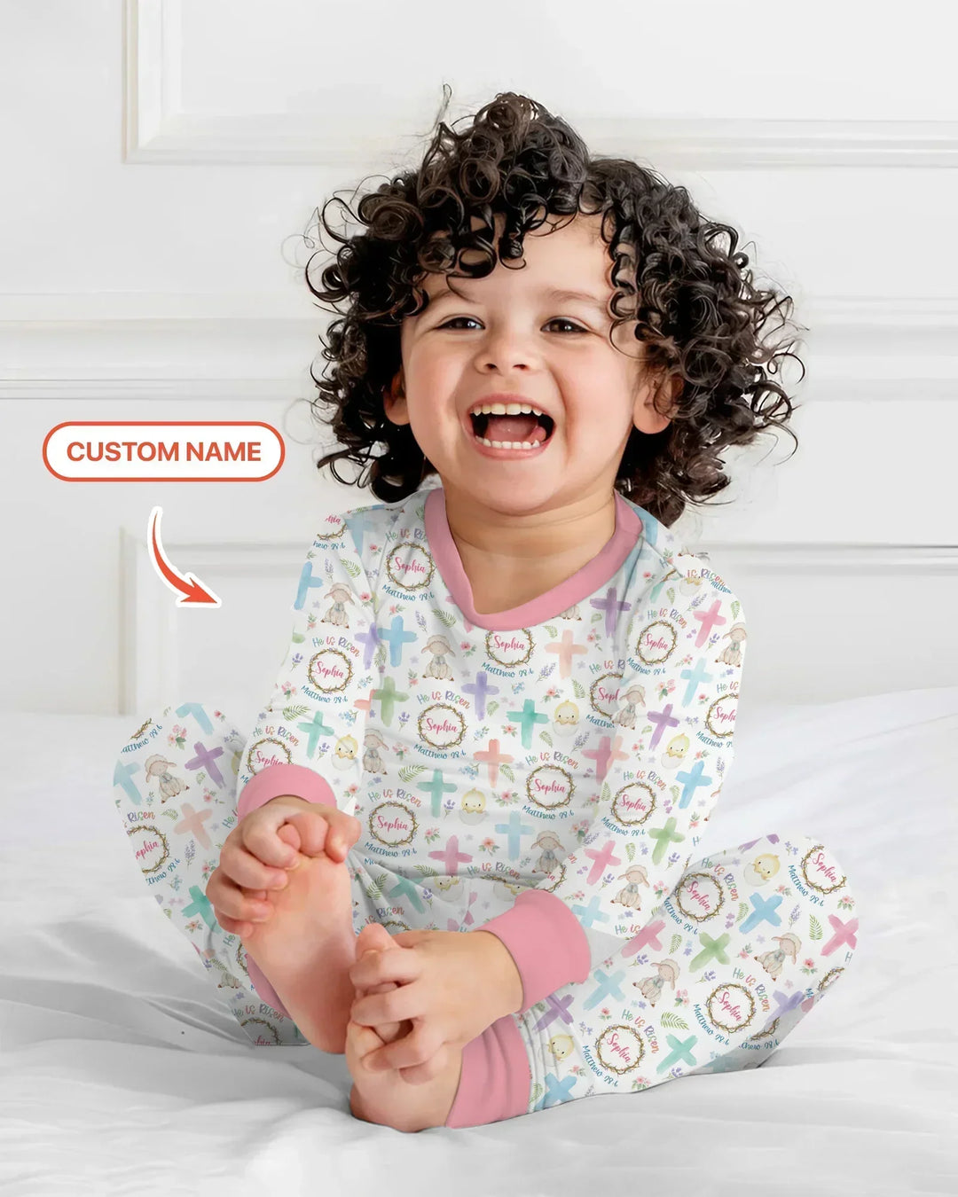 He Is Risen Personalized Template Bamboo Two Piece Long Sleeve Pajama Set