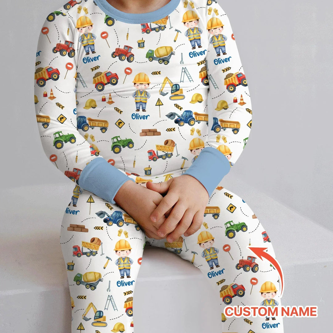 Custom Character Little Digger Adventures Bamboo Two Piece Long Sleeve Pajama Set