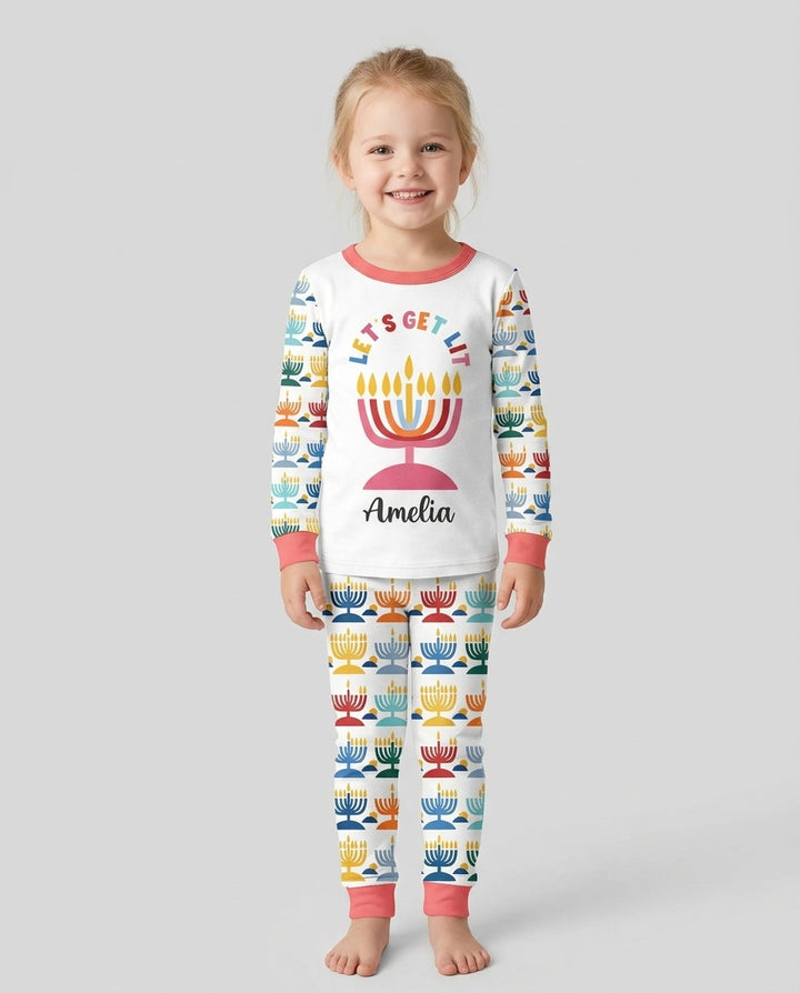 Let's Get Lit Hanukkah Bamboo Two Piece Long Sleeve Pajama Set