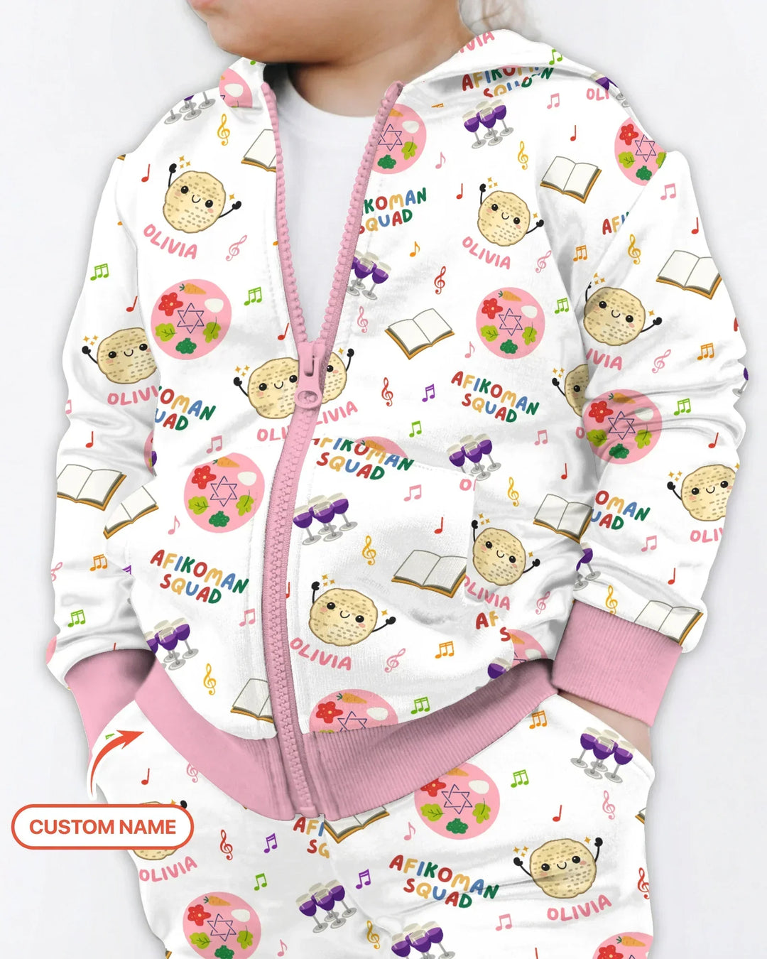 Custom Name Passover Afikoman Squad Bamboo Zip Hoodie