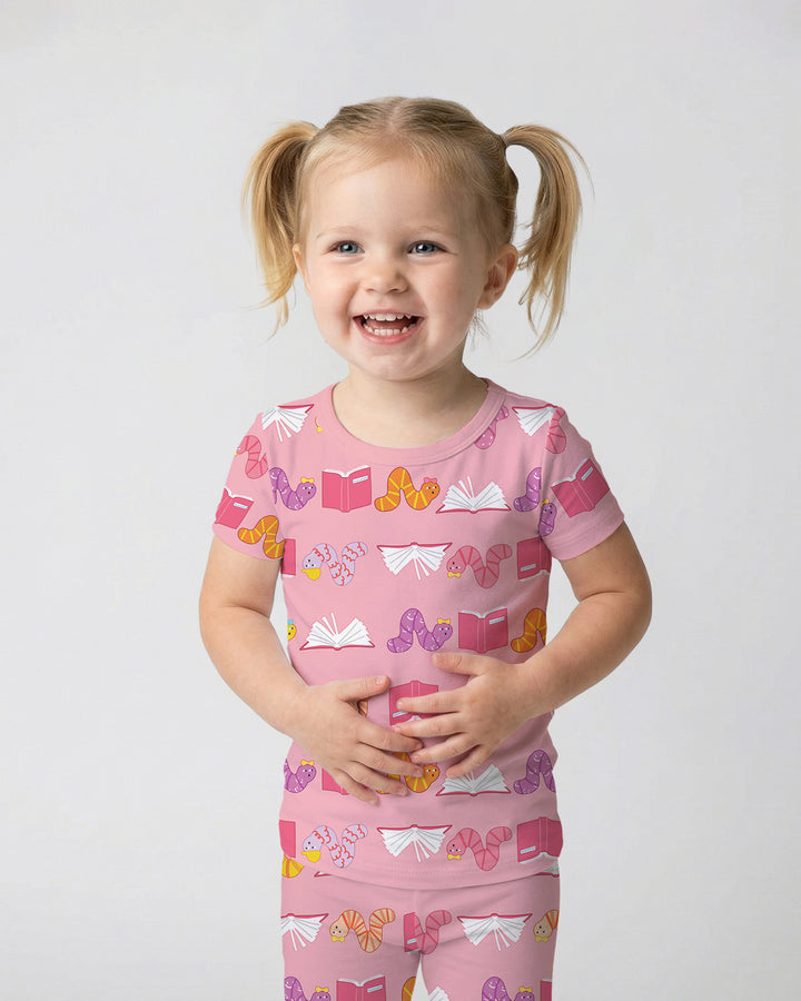 Bookworm Family Matching Bamboo Two Piece Short Sleeve Pajama Set