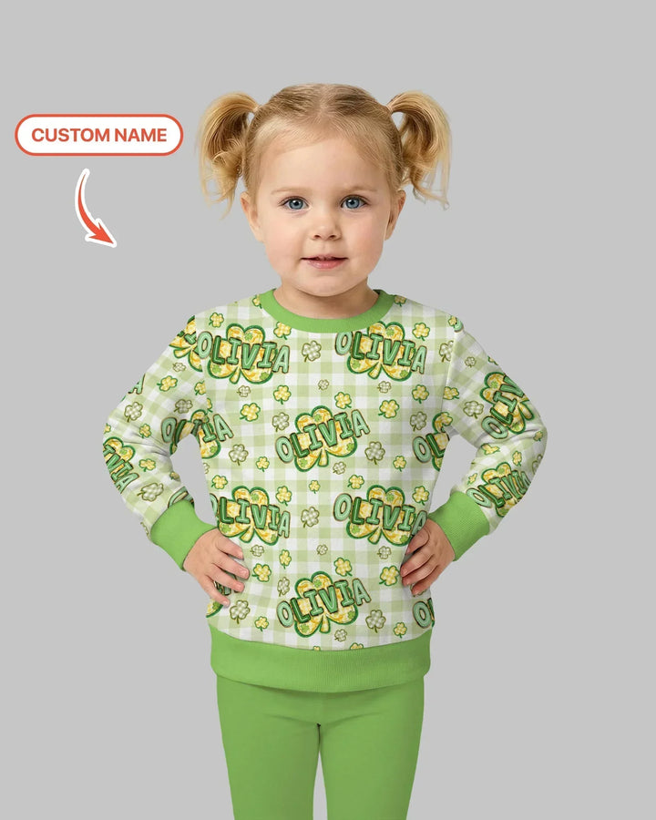 Lucky Shamrock Custom Name Bamboo Crewneck Sweatshirt