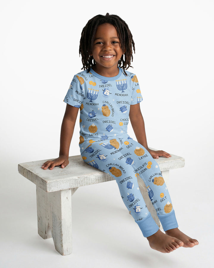 Family Hanukkah Matching Bamboo Two Piece Short Sleeve Pajama Set