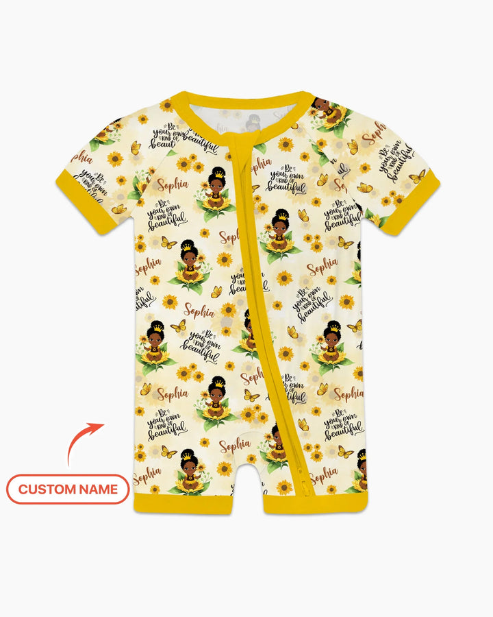 Custom Name Sunflower Queen Bamboo Shorty Zippy