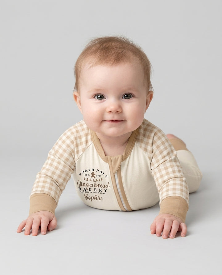 Custom Name Gingerbread Bakery Bamboo Convertible Zippy