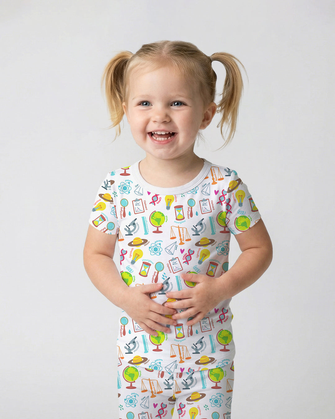 Tiny Scientist Explores The World Bamboo Two Piece Short Sleeve Pajama Set