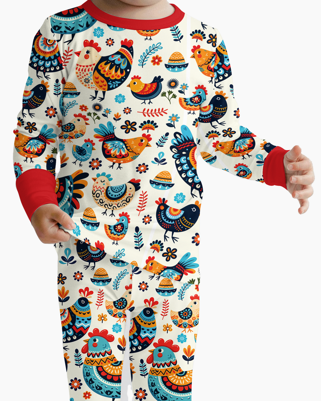 Pioneer Chickens And Roosters  Bamboo Two Piece Long Sleeve Pajama Set