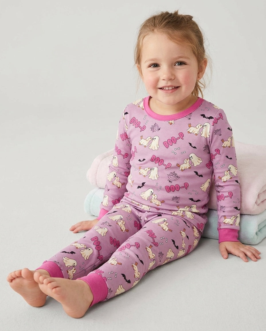 Boo-P Ghost Dog Bamboo Two Piece Long Sleeve Pajama Set