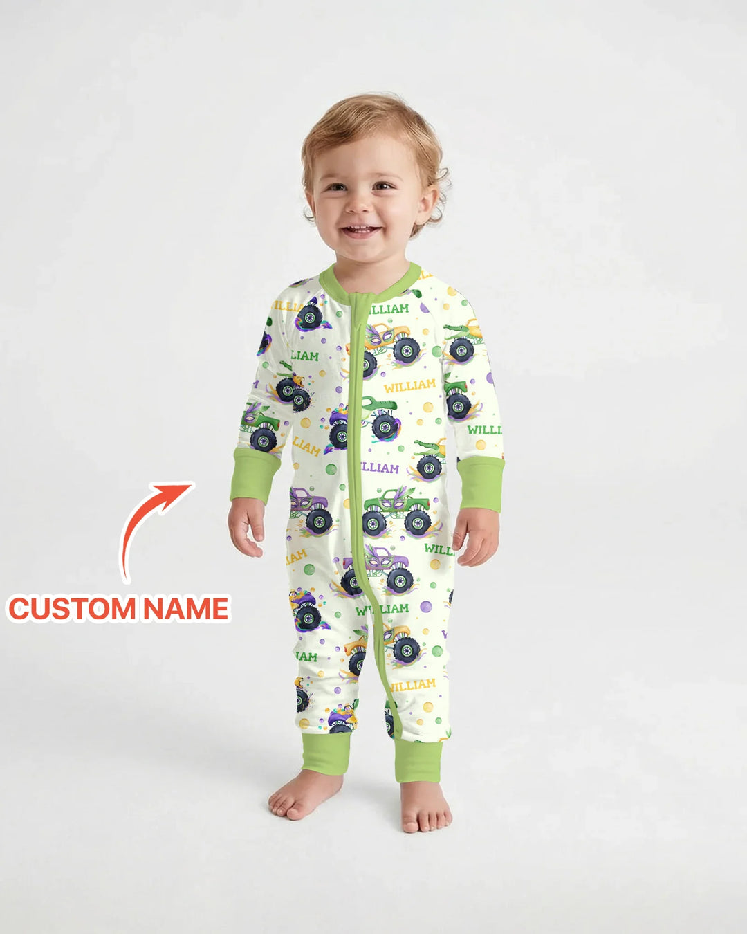Custom Name Mardi Gras Monster Trucks Bamboo Convertible Zippy