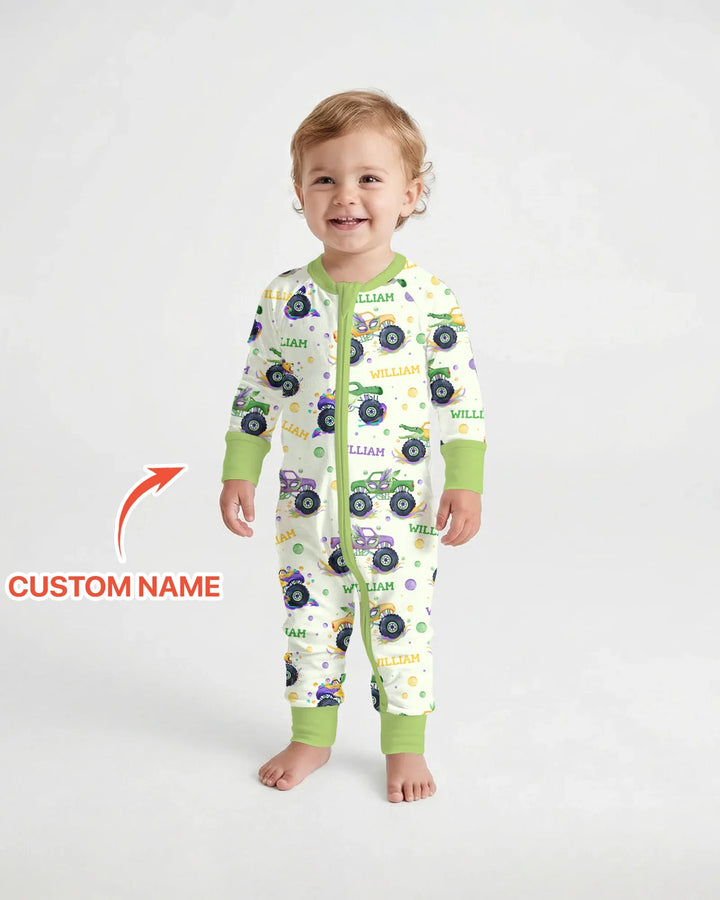 Custom Name Mardi Gras Monster Trucks Bamboo Convertible Zippy