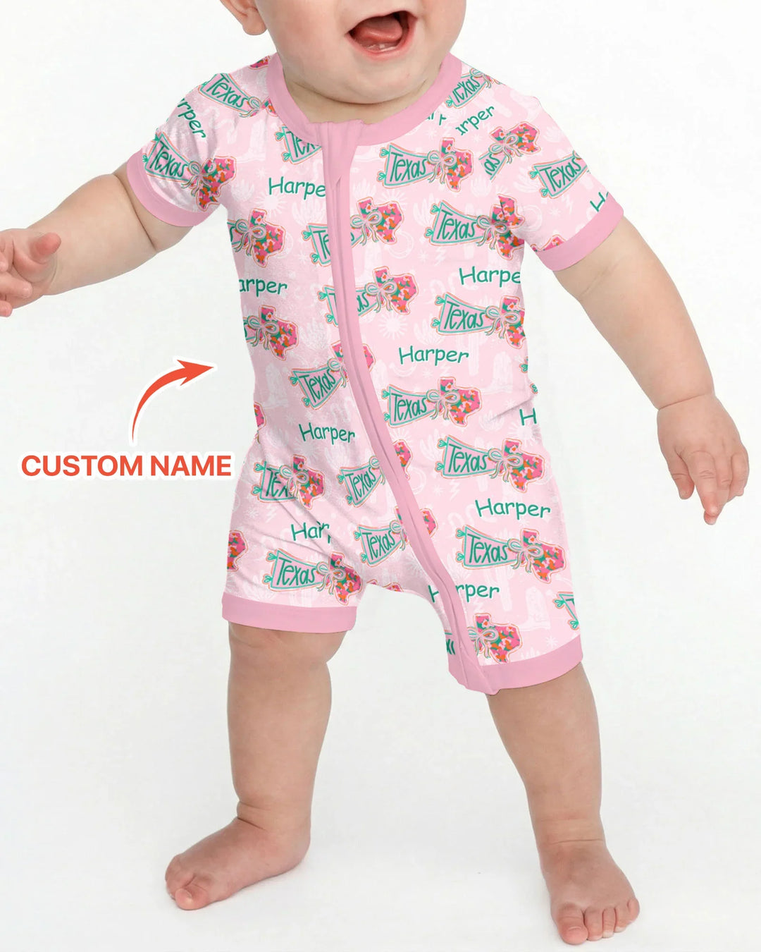 Custom Name Preppy Texas Charm Bamboo Shorty Zippy