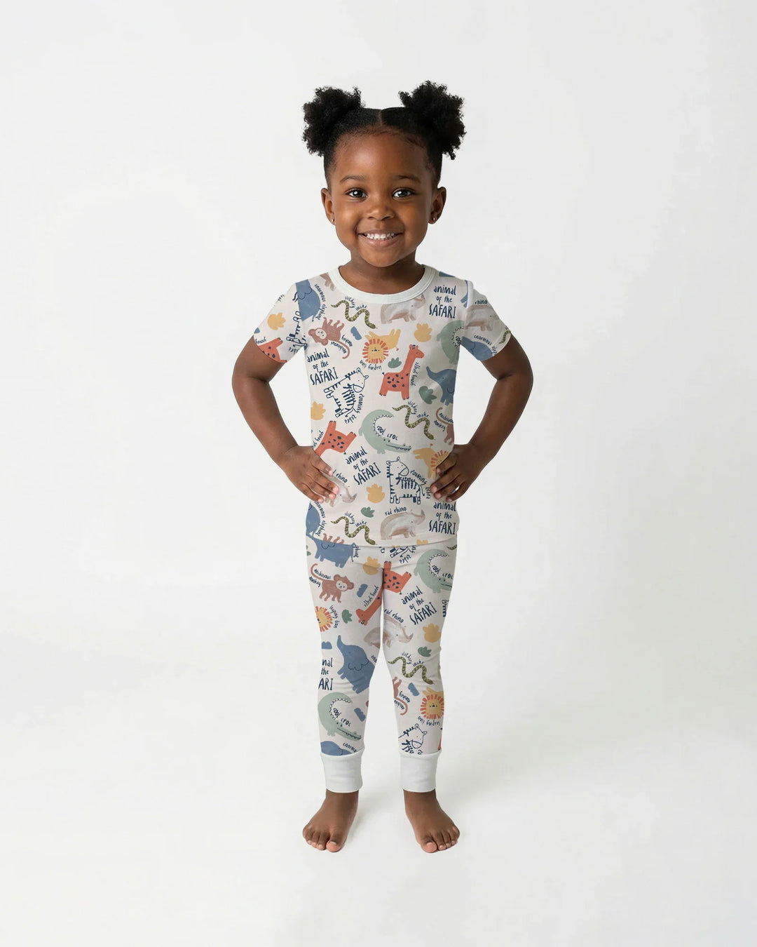 Funny African Animals Bamboo Two Piece Short Sleeve Pajama Set