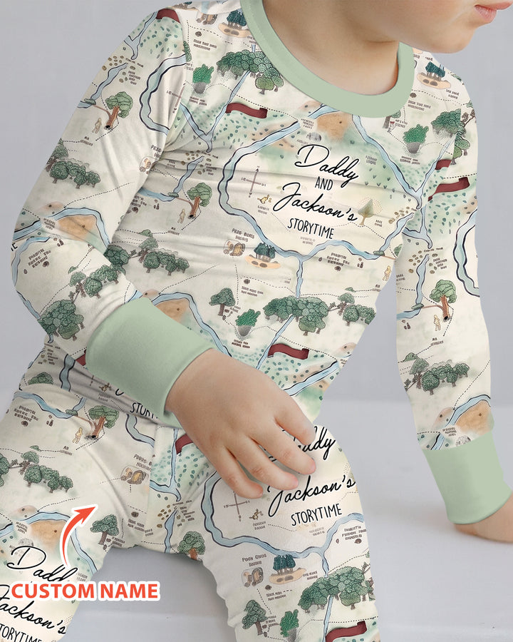 Mommy Daddy And Me Bedtime Story Family Matching Bamboo Two Piece Long Sleeve Pajama Set
