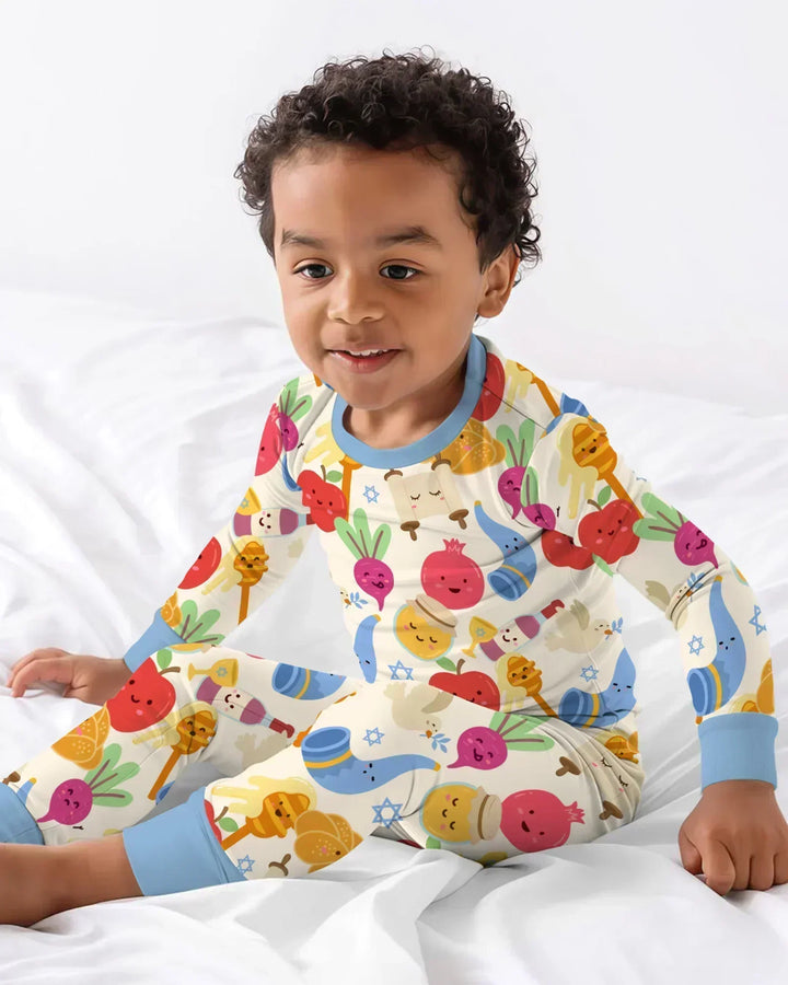 Shana Tova Rosh Hashanah Bamboo Two Piece Long Sleeve Pajama Set