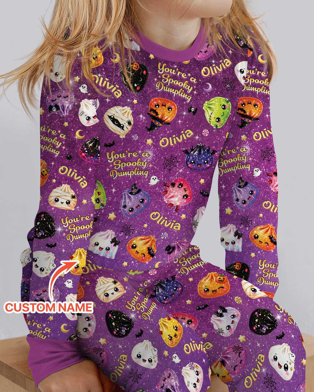 Custom Name You're A Spooky Dumpling Bamboo Two Piece Long Sleeve Pajama Set