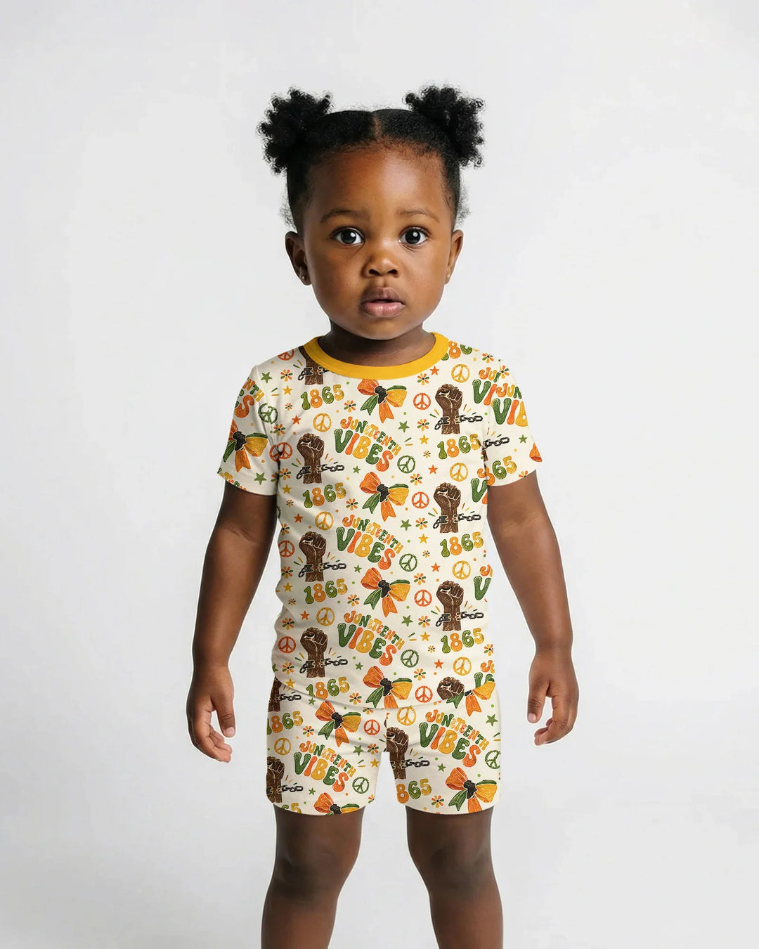 Juneteenth Vibes Vintage Bamboo Two Piece Short Sleeve Shorts Pajama Set