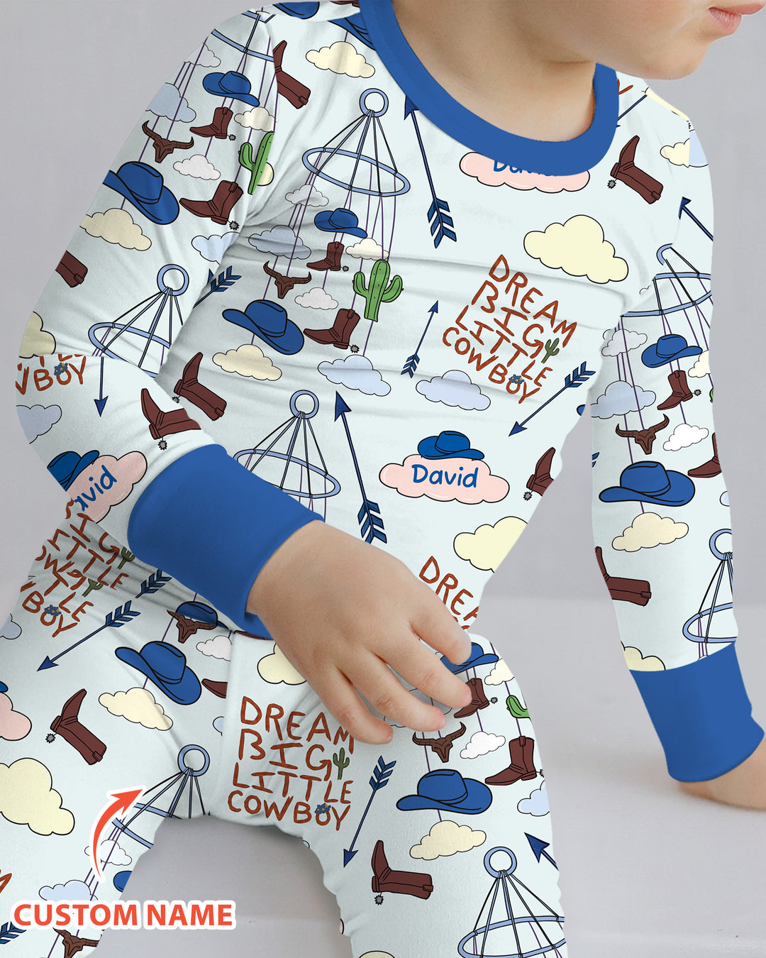 Litlle Cowboy Sis Bro Matching  Bamboo Two Piece Long Sleeve Pajama Set