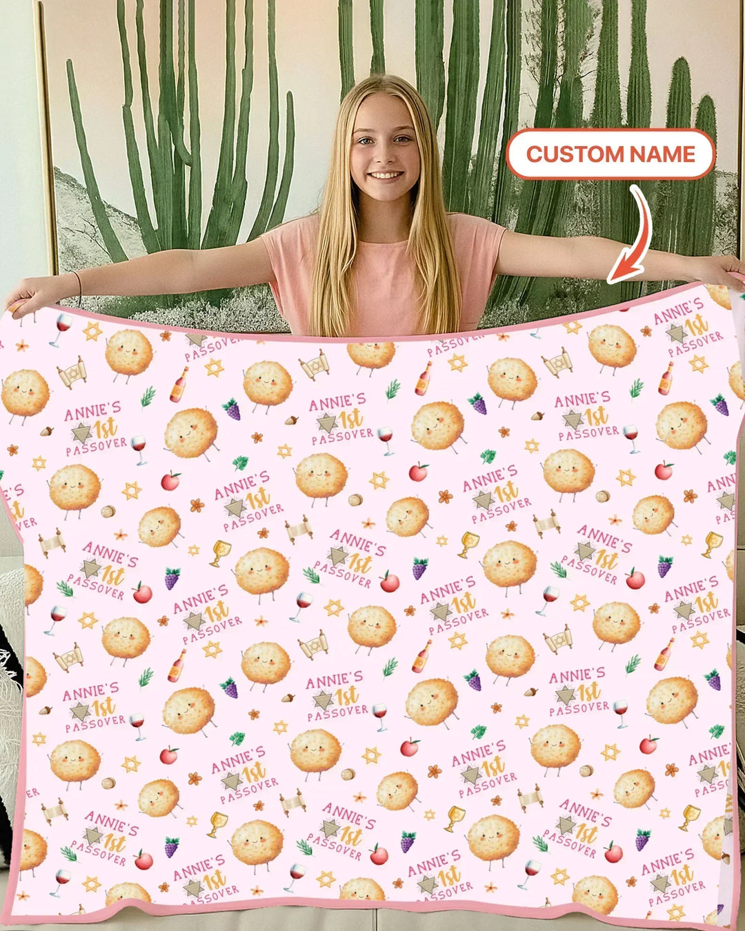 Custom Name 1st Passover Bamboo Blanket