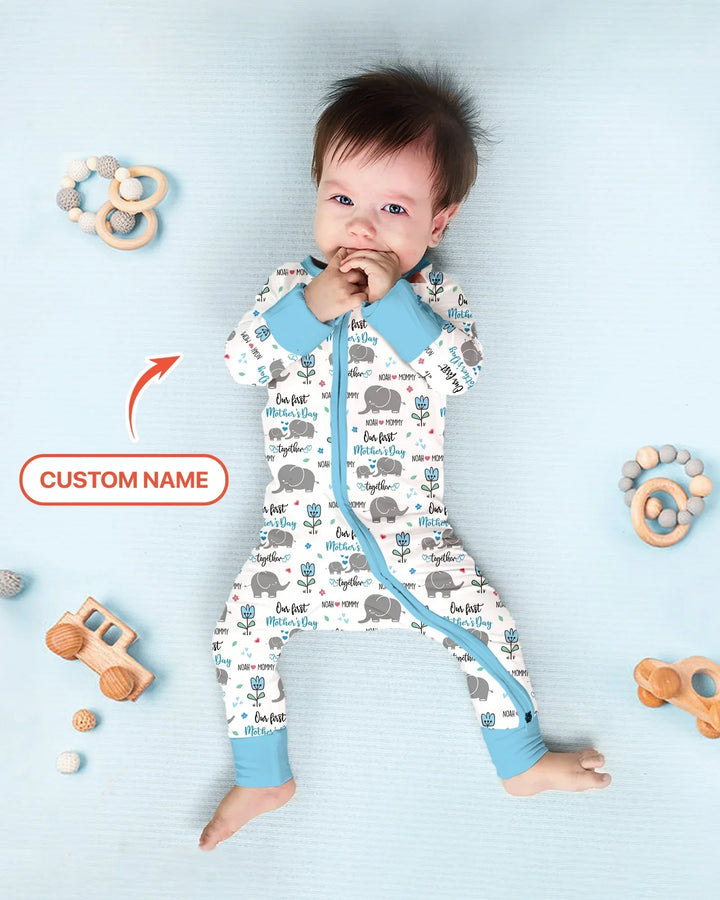 Custom Name Elephant Our First Mother's Day Bamboo Convertible Zippy