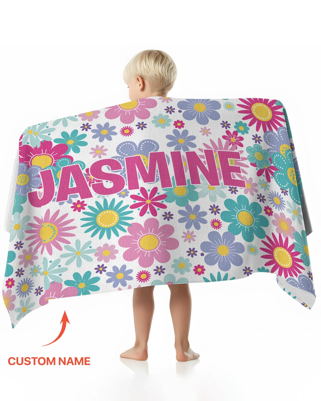 Custom Name Pretty Pattern Bamboo Beach Towel
