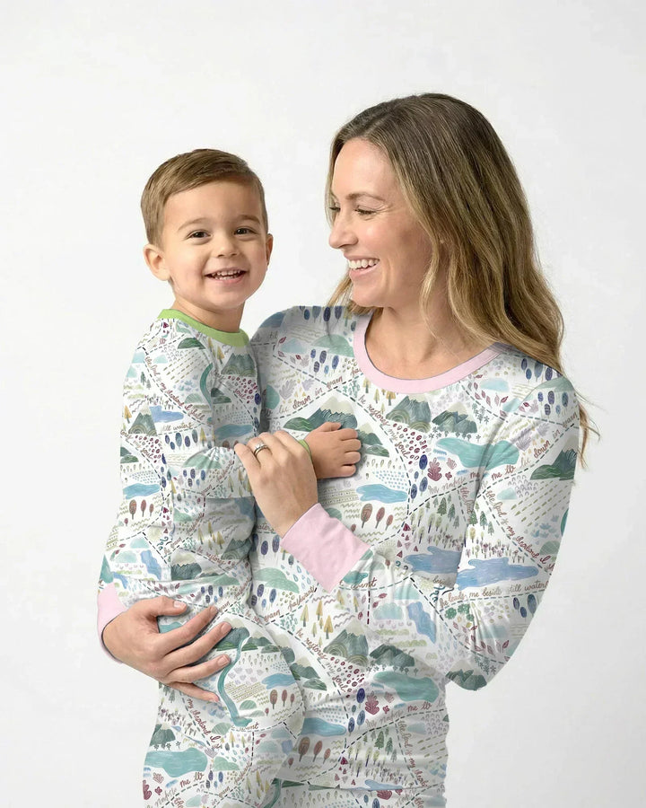 Whimsical Psalms 23 Map Bamboo Women Pajama Set