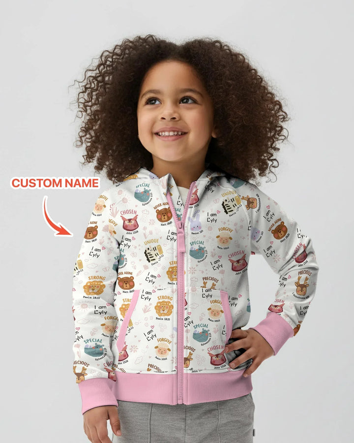 God’s Little Zoo Custom Name Bamboo Zip Hoodie