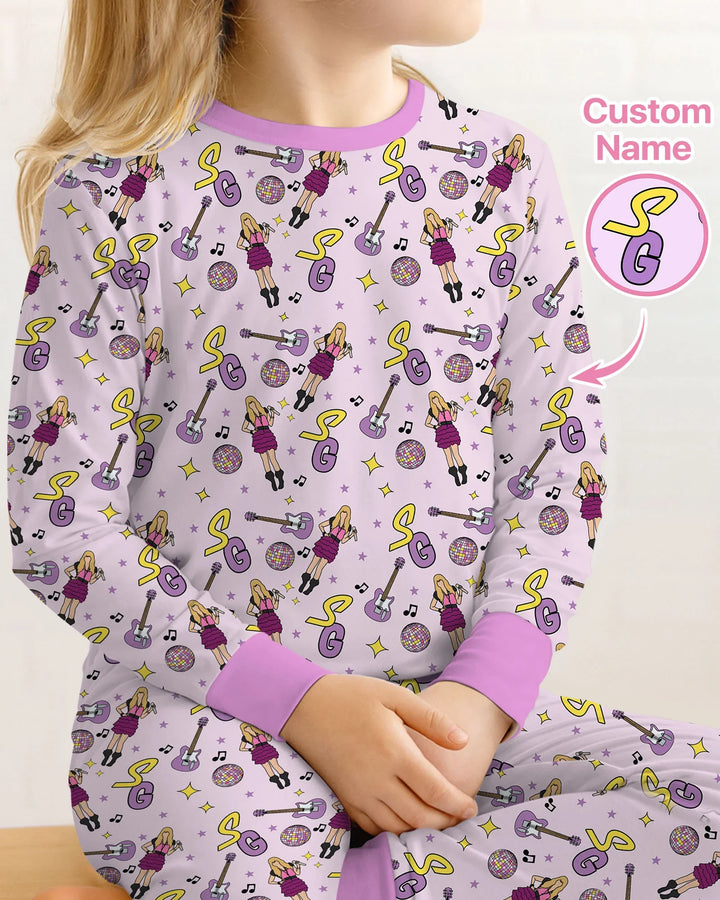 Custom Name Mini Rockstar Two Piece Long Sleeve Pajama Set