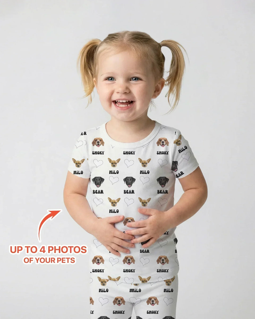 Custom Name and Pet Photos Bamboo Two Piece Short Sleeve Pajama Set