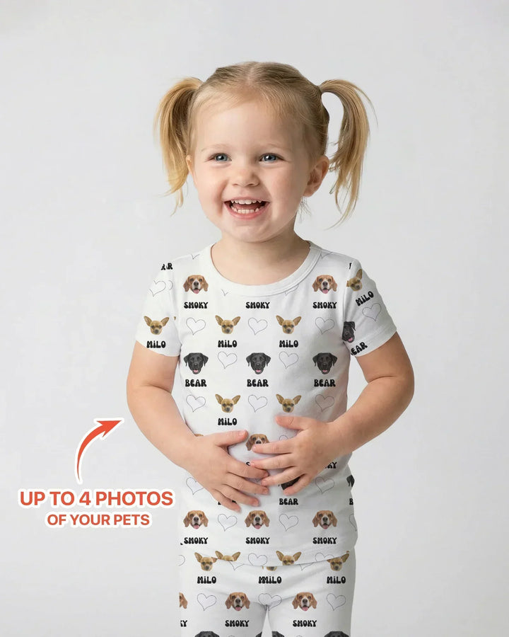 Custom Name and Pet Photos Bamboo Two Piece Short Sleeve Pajama Set
