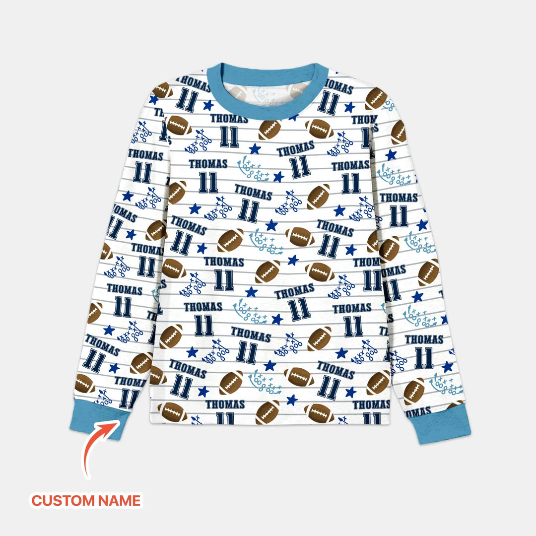 Custom Name Football Time Bamboo Men's Pajama Set