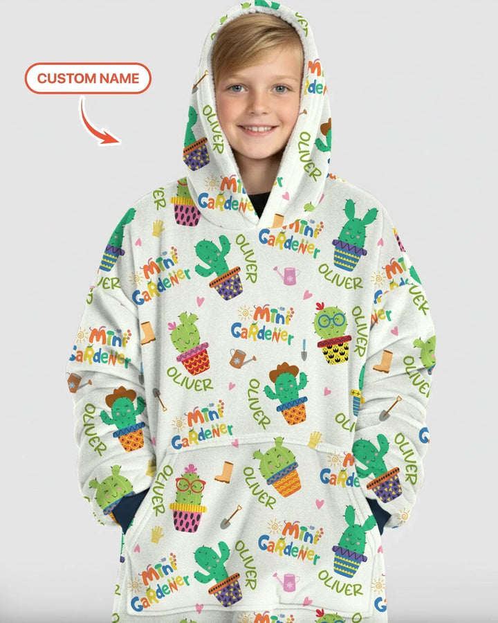 Custom Name Mini Gardener Bamboo Blanket Hoodie