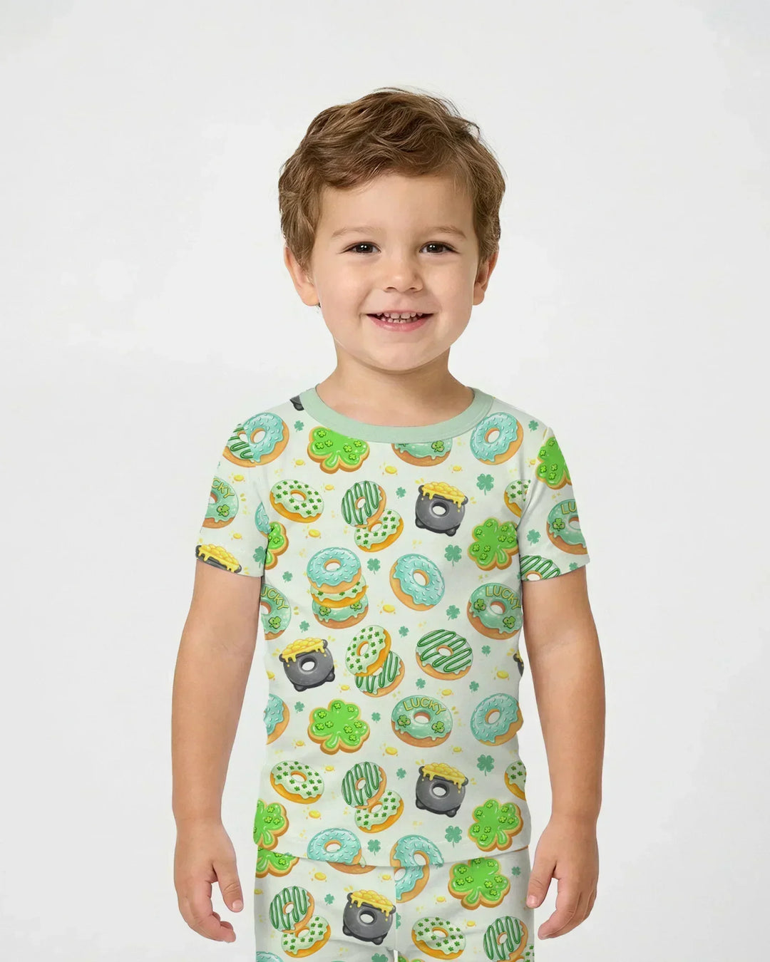 St. Patrick's Day Donut Bamboo Two Piece Short Sleeve Pajama Set