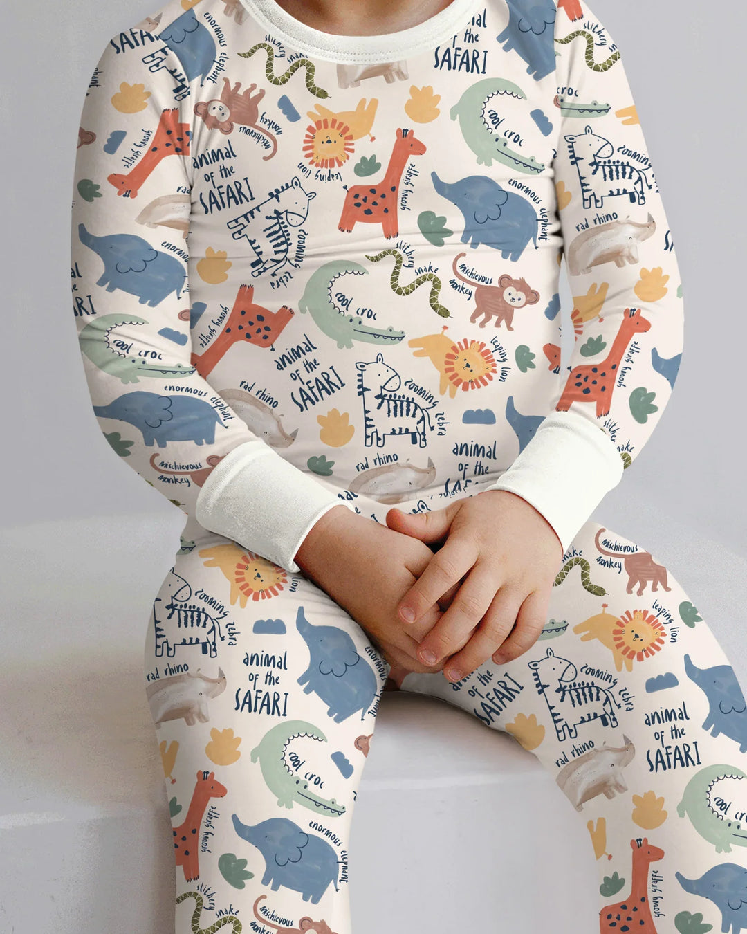 Funny African Animals Bamboo Two Piece Long Sleeve Pajama Set