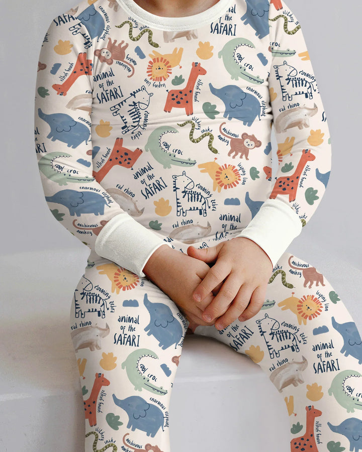 Funny African Animals Bamboo Two Piece Long Sleeve Pajama Set