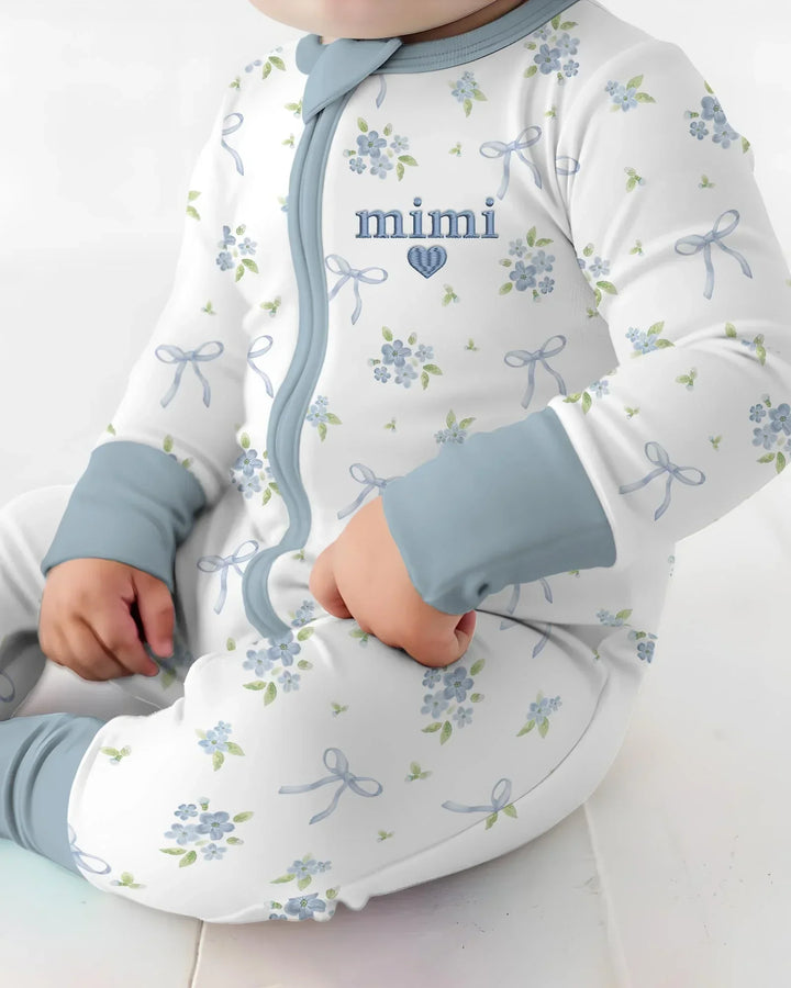 Mommy and Me Matching Embroidered Baby Bamboo Convertible Zippy