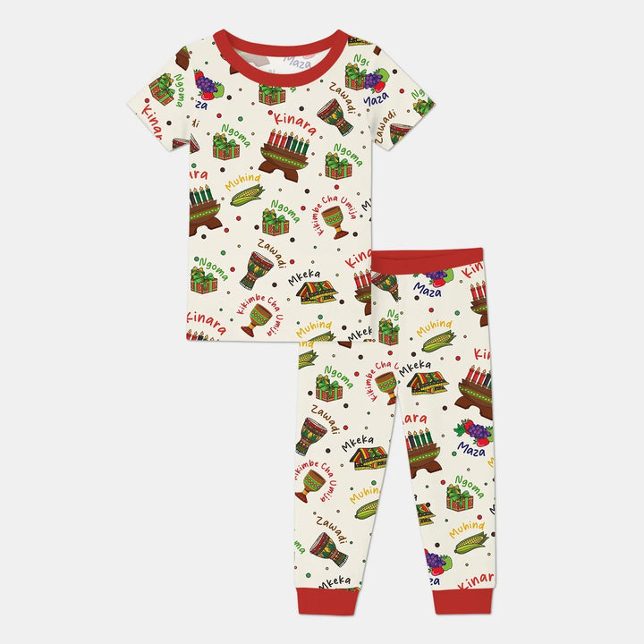 Happy Kwanzaa Family Matching Bamboo Two Piece Short Sleeve Pajama Set