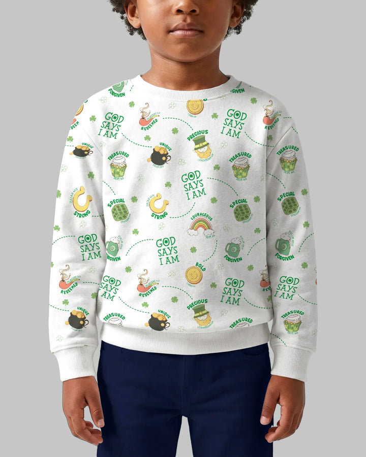 St Patrick's Day God Says I Am Bamboo Crewneck Sweatshirt