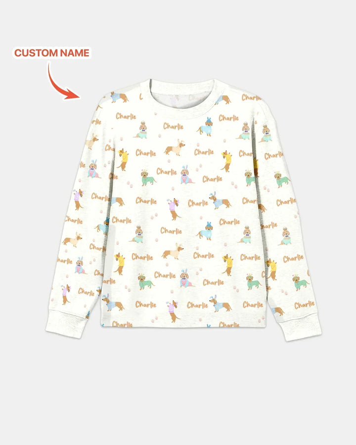 Custom Name Easter Dachshund Bamboo Men's Pajama Set
