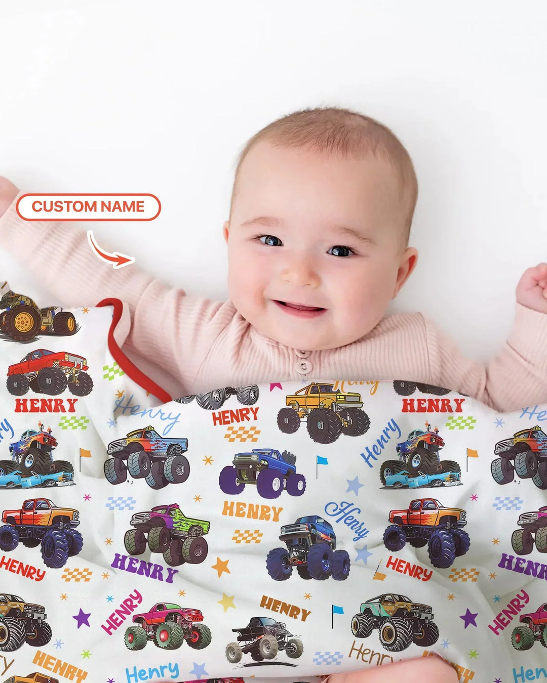 Monster Truck Custom Name Bamboo Blanket
