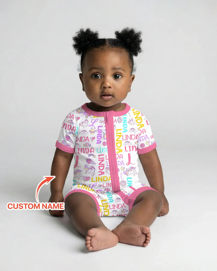 Personalized Fantasy Unicorn Word Bamboo Shorty Zippy