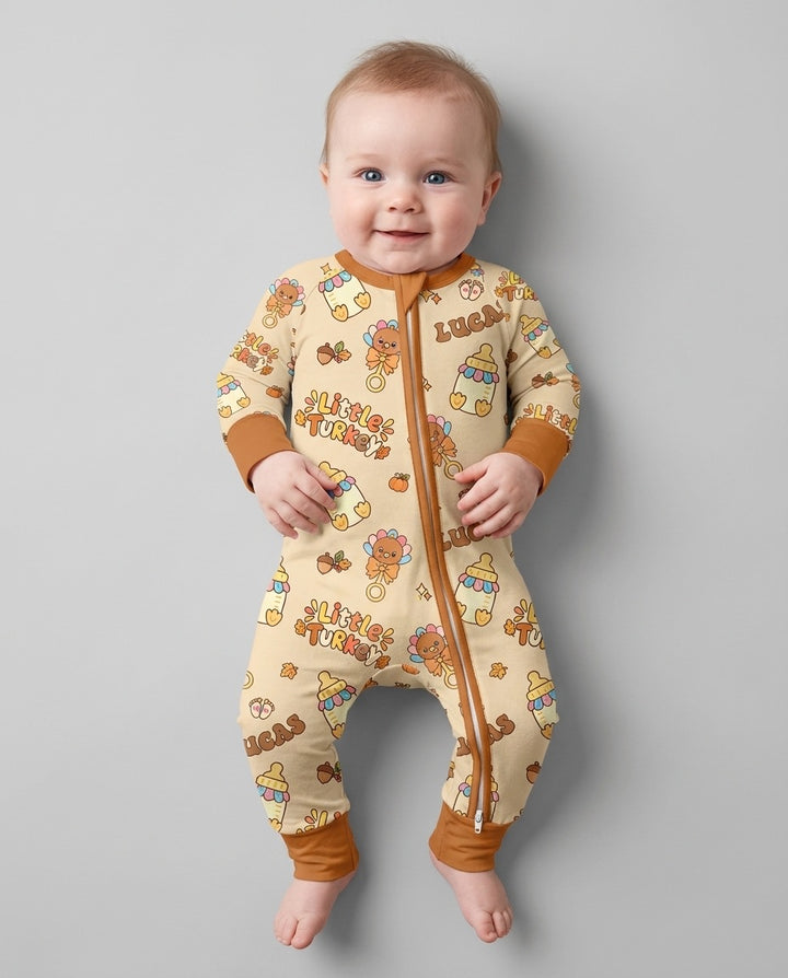 Little Turkey On The Way Family Matching Bamboo Convertible Zippy