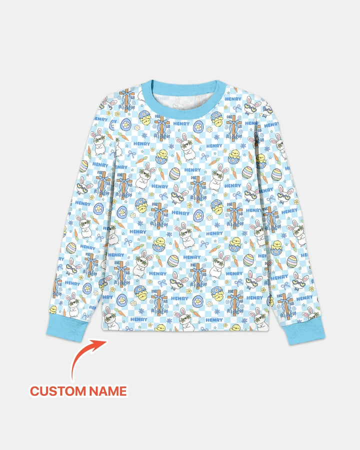 Custom Name Retro Easter Bamboo Men's Pajama Set