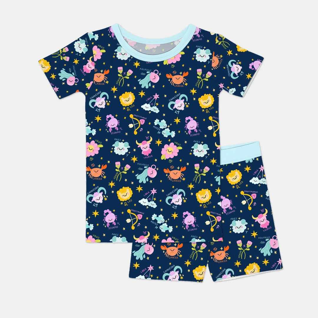 Zodiac Signs Bamboo Two Piece Short Sleeve Shorts Pajama Set